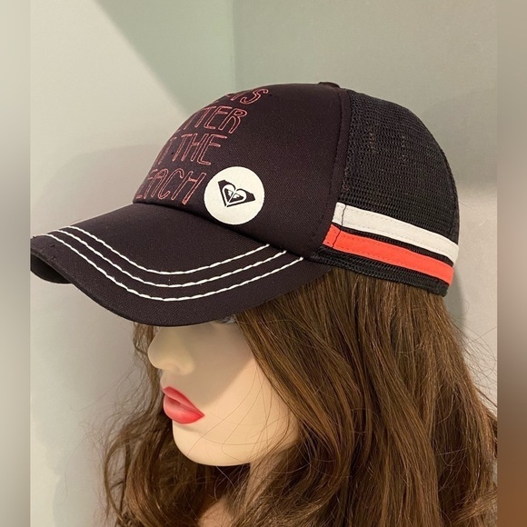 Roxy Life is better at the beach hat black one size adjustable unisex - Picture 2 of 11